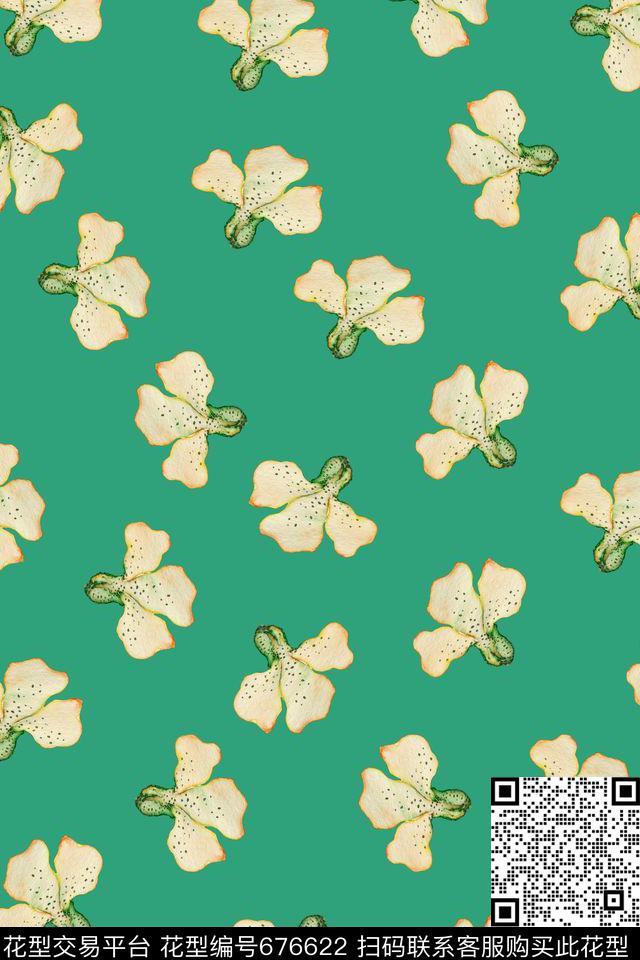 兰花花朵花卉数码印花华亿平台下载（图片编号: 676622） - 瓦栏（Walan）