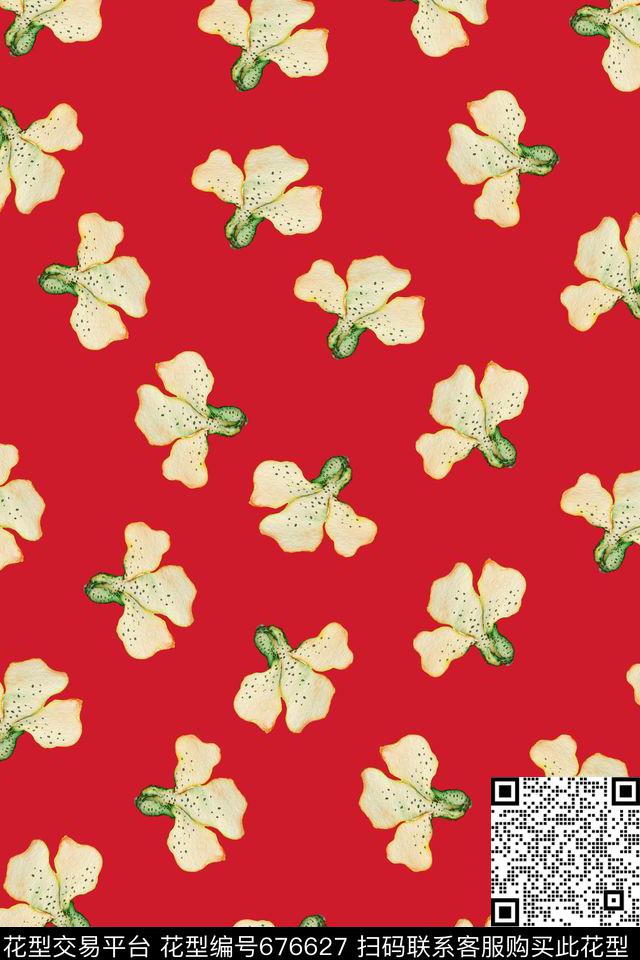 兰花花朵花卉数码印花华亿平台下载（图片编号: 676627） - 瓦栏（Walan）