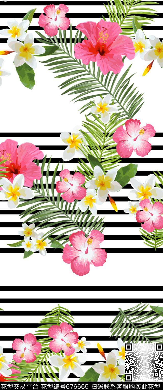 大花牡丹玫瑰数码印花华亿平台下载（图片编号: 676665） - 瓦栏（Walan）