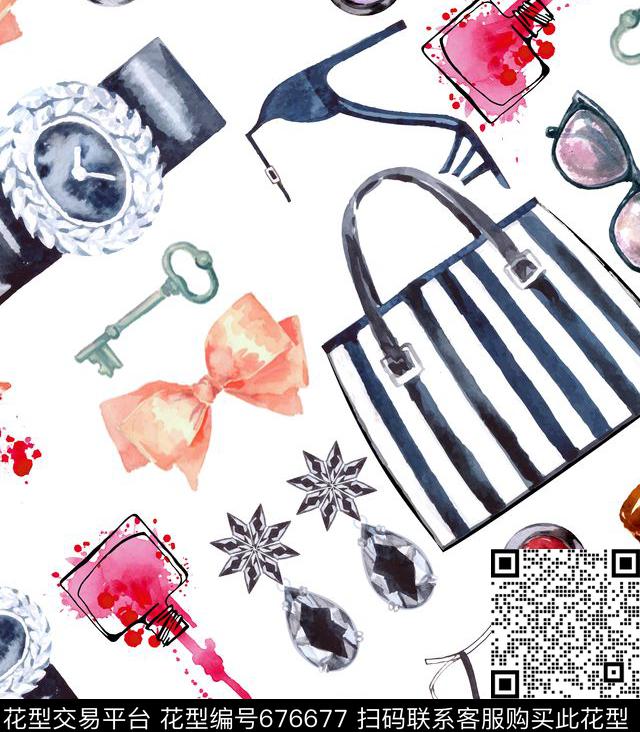 几何卡通口红印花华亿平台下载（图片编号: 676677） - 瓦栏（Walan）