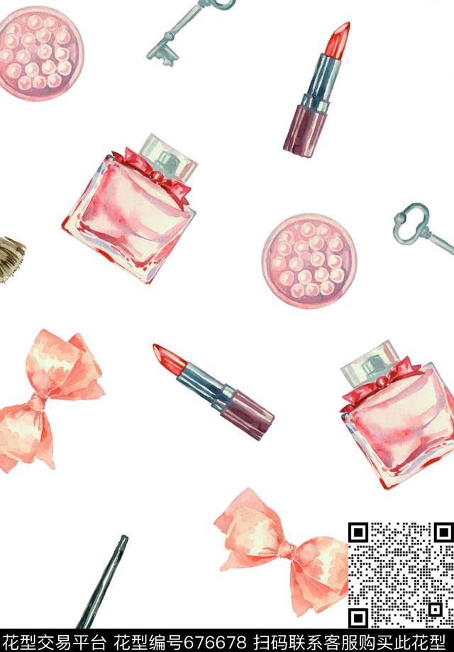 卡通口红香水数码印花华亿平台下载（图片编号: 676678） - 瓦栏（Walan）