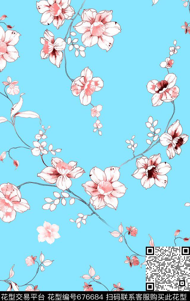 大花牡丹玫瑰数码印花华亿平台下载（图片编号: 676684） - 瓦栏（Walan）