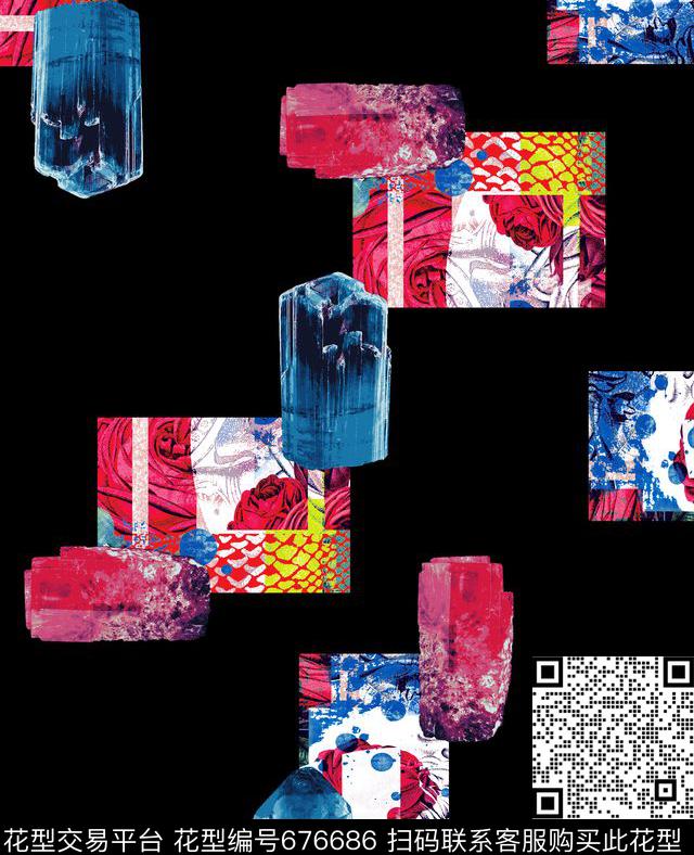 罗马几何花不规则几何数码印花华亿平台下载（图片编号: 676686） - 瓦栏（Walan）