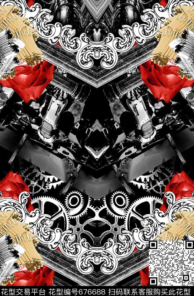 玫瑰花朵机械数码印花华亿平台下载（图片编号: 676688） - 瓦栏（Walan）