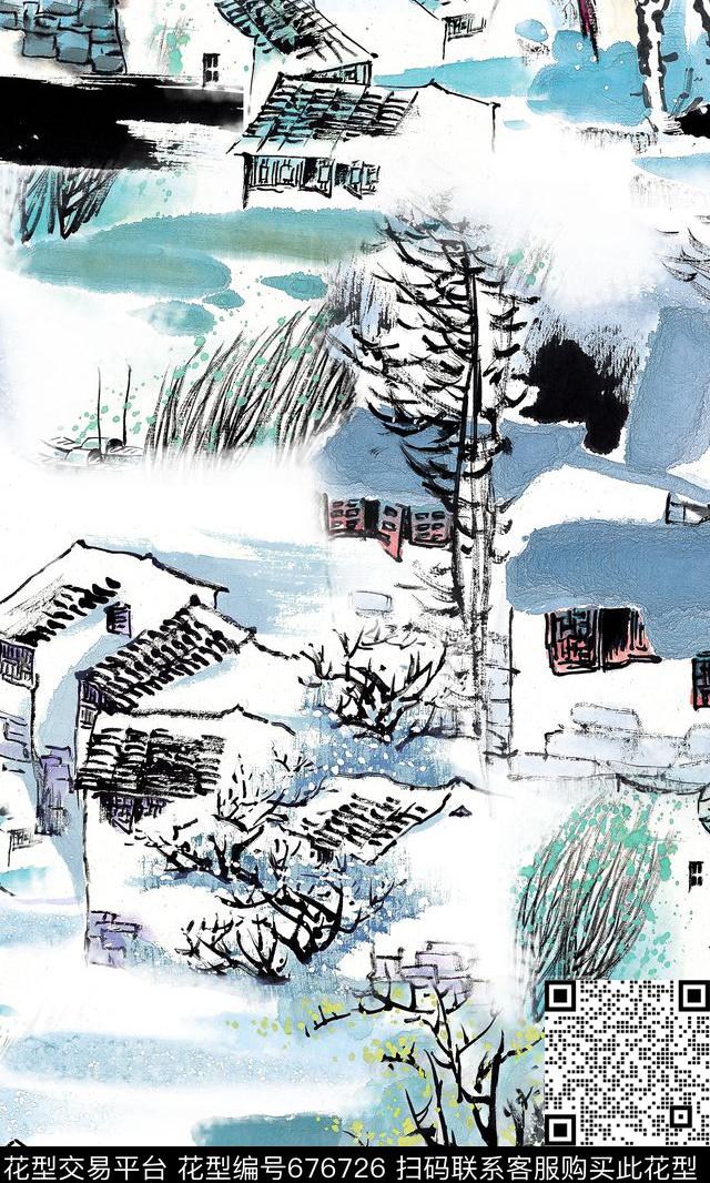 国画、水墨画、中国风数码印花华亿平台下载（图片编号: 676726） - 瓦栏（Walan）