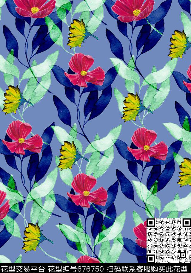 花卉清新自然花卉传统印花华亿平台下载（图片编号: 676750） - 瓦栏（Walan）