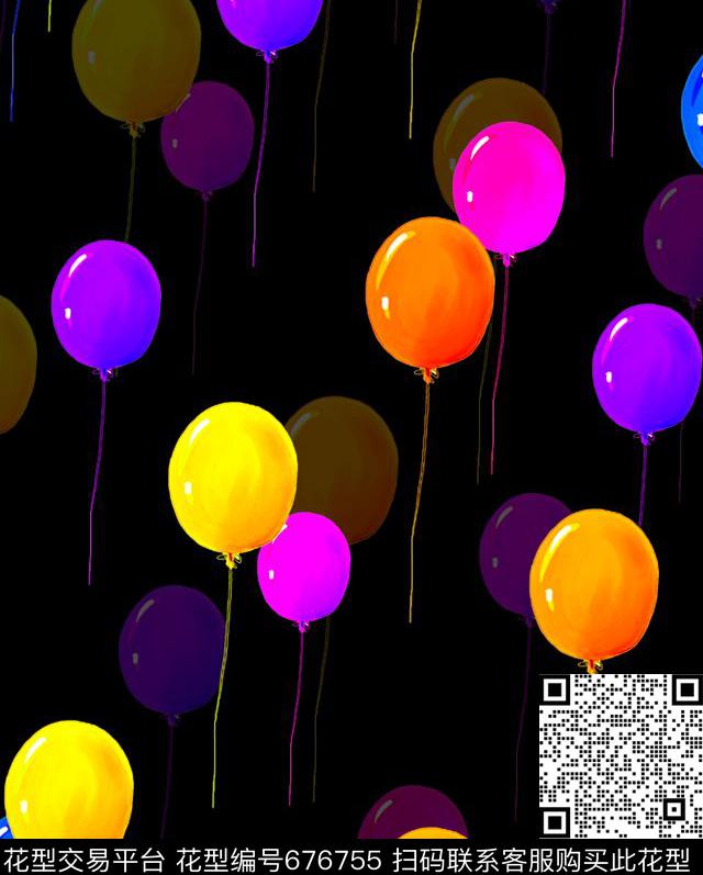 卡通气球彩虹数码印花华亿平台下载（图片编号: 676755） - 瓦栏（Walan）