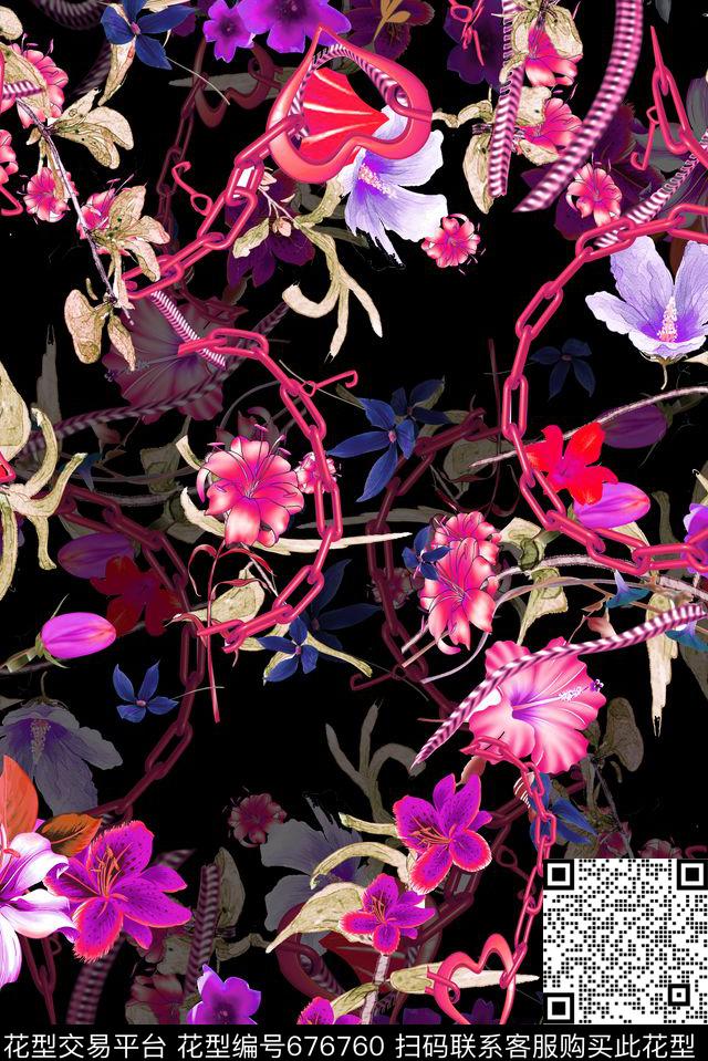 兰花花朵花卉数码印花华亿平台下载（图片编号: 676760） - 瓦栏（Walan）