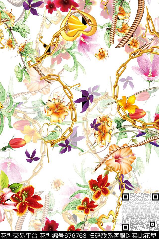 兰花花朵花卉数码印花华亿平台下载（图片编号: 676763） - 瓦栏（Walan）