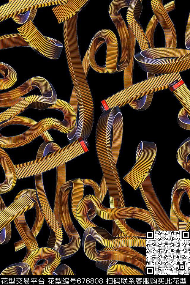 波浪条纹条纹时尚数码印花华亿平台下载（图片编号: 676808） - 瓦栏（Walan）