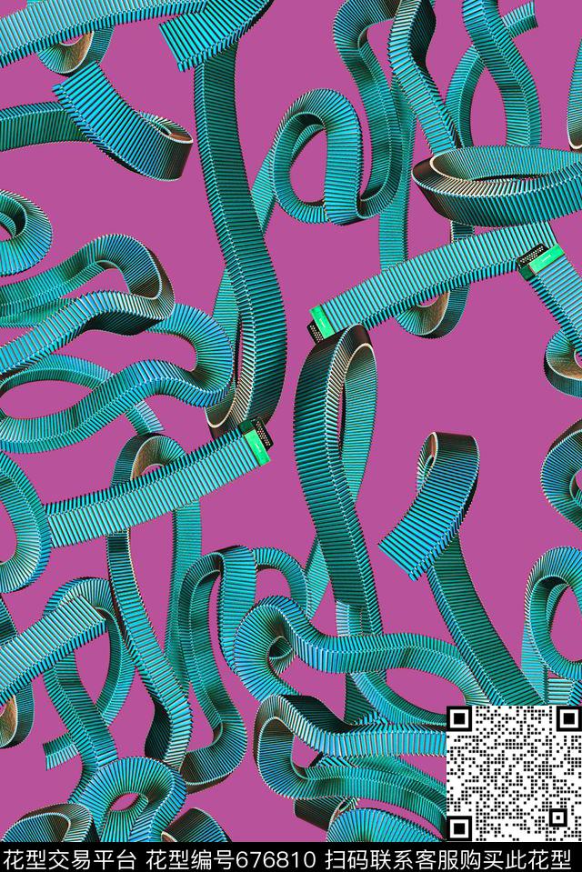 波浪条纹条纹时尚数码印花华亿平台下载（图片编号: 676810） - 瓦栏（Walan）