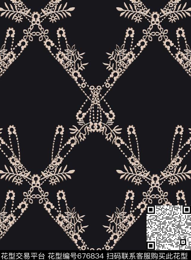 金属雕花格纹珠宝首饰数码印花华亿平台下载（图片编号: 676834） - 瓦栏（Walan）
