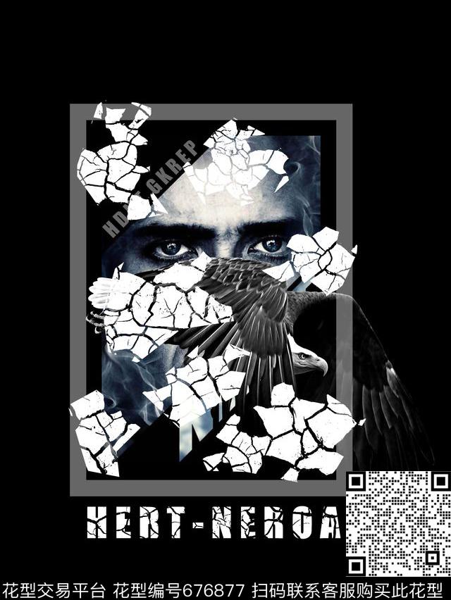 人物像纹理男装T恤数码印花华亿平台下载（图片编号: 676877） - 瓦栏（Walan）