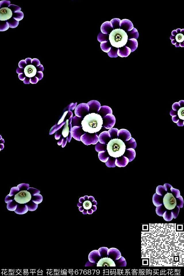 抽象手绘满版花卉最新高清数码小花朵时尚潮流大牌复古欧美风女装裙数码印花华亿平台下载（图片编号: 676879） - 瓦栏（Walan）