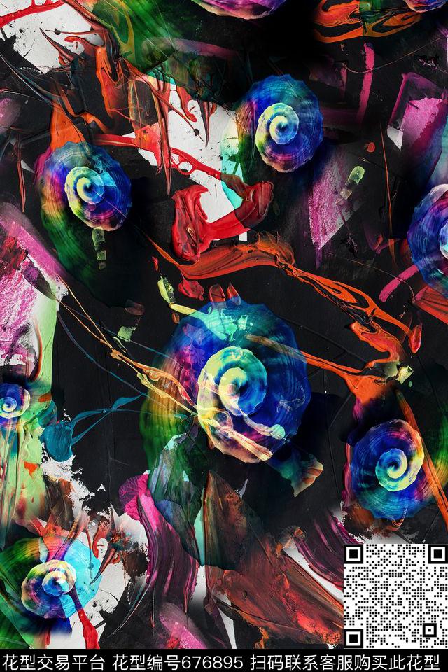 抽象底纹螺旋数码印花华亿平台下载（图片编号: 676895） - 瓦栏（Walan）