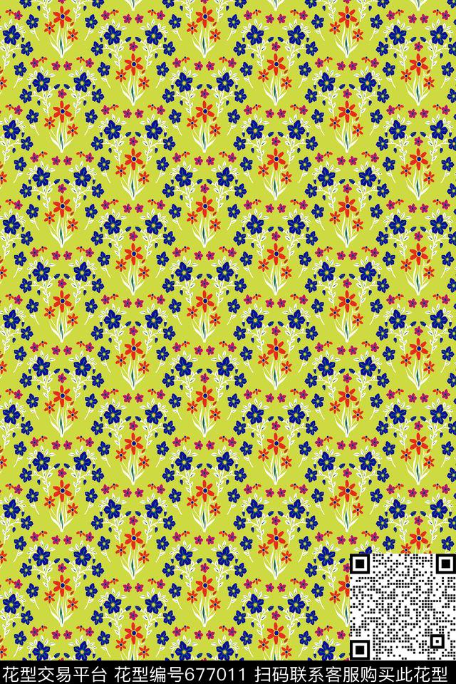 花朵小碎花田园风传统印花华亿平台下载（图片编号: 677011） - 瓦栏（Walan）