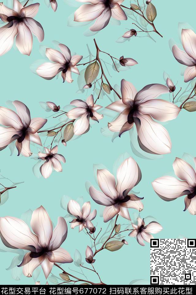 大花乱花花卉数码印花华亿平台下载（图片编号: 677072） - 瓦栏（Walan）