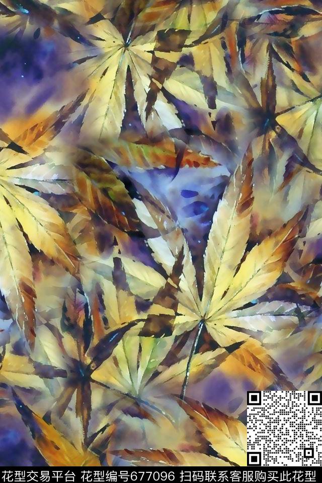水彩大气水彩花卉数码印花华亿平台下载（图片编号: 677096） - 瓦栏（Walan）