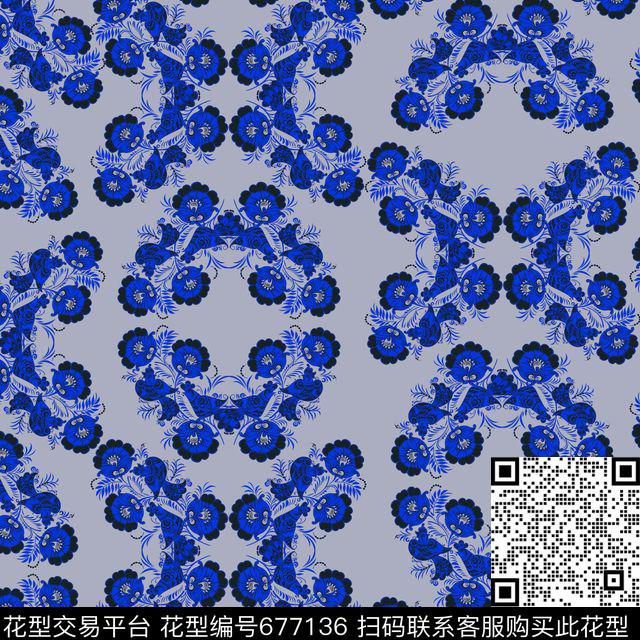 卷草纹民族风中国风数码印花华亿平台下载（图片编号: 677136） - 瓦栏（Walan）