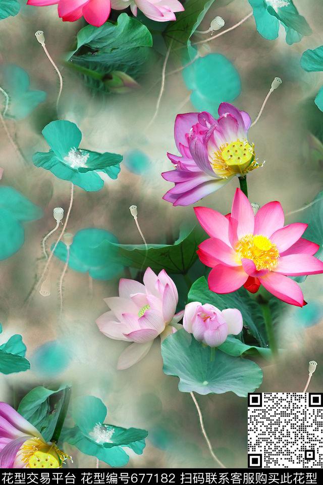 3D花卉花卉朦胧数码印花华亿平台下载（图片编号: 677182） - 瓦栏（Walan）