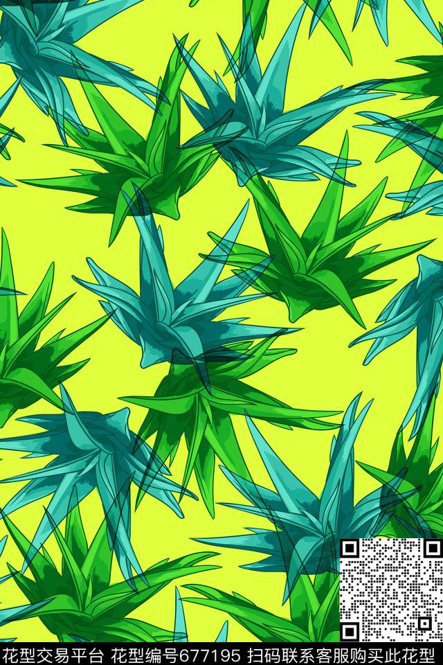 多肉植物热带风情热带植物数码印花华亿平台下载（图片编号: 677195） - 瓦栏（Walan）