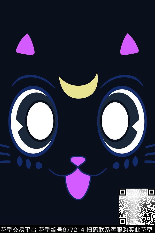 婴童卡通黑猫传统印花华亿平台下载（图片编号: 677214） - 瓦栏（Walan）