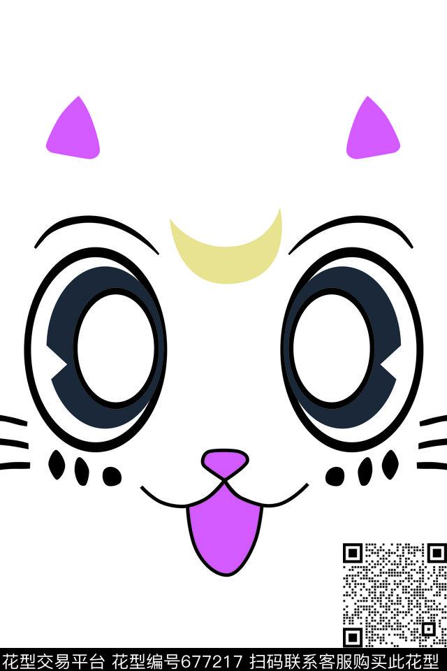 婴童卡通黑猫传统印花华亿平台下载（图片编号: 677217） - 瓦栏（Walan）