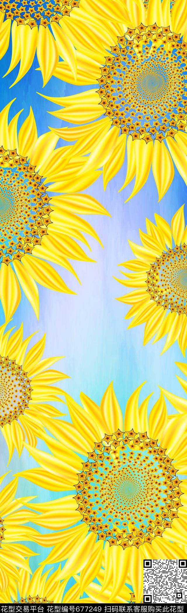 花卉真实向日葵花向日葵数码印花华亿平台下载（图片编号: 677249） - 瓦栏（Walan）