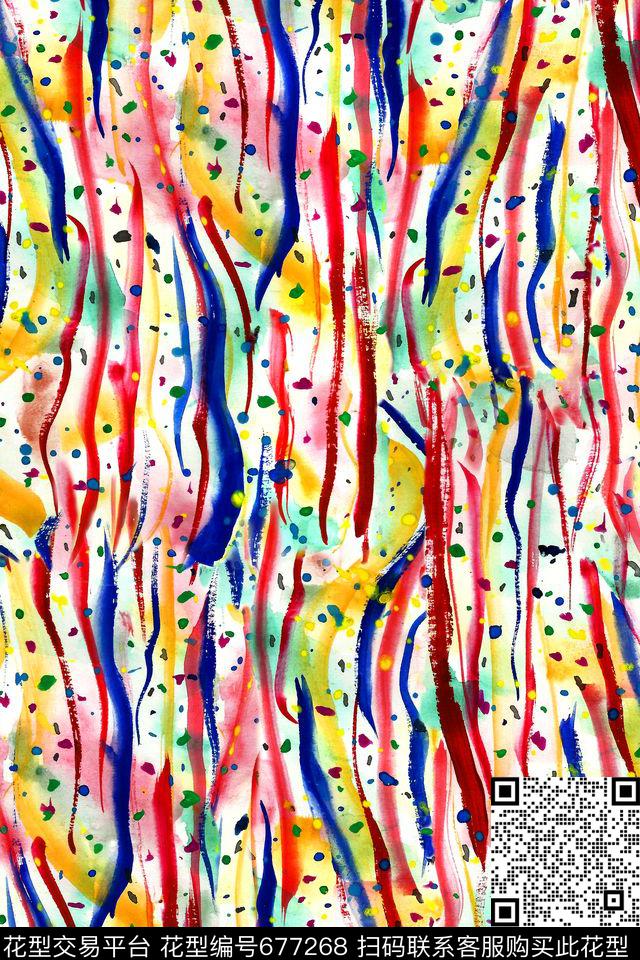 手绘线条手绘水彩水彩肌理数码印花华亿平台下载（图片编号: 677268） - 瓦栏（Walan）