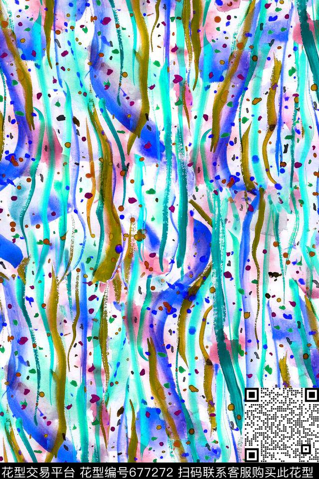 手绘线条手绘水彩水彩于黑线条数码印花华亿平台下载（图片编号: 677272） - 瓦栏（Walan）