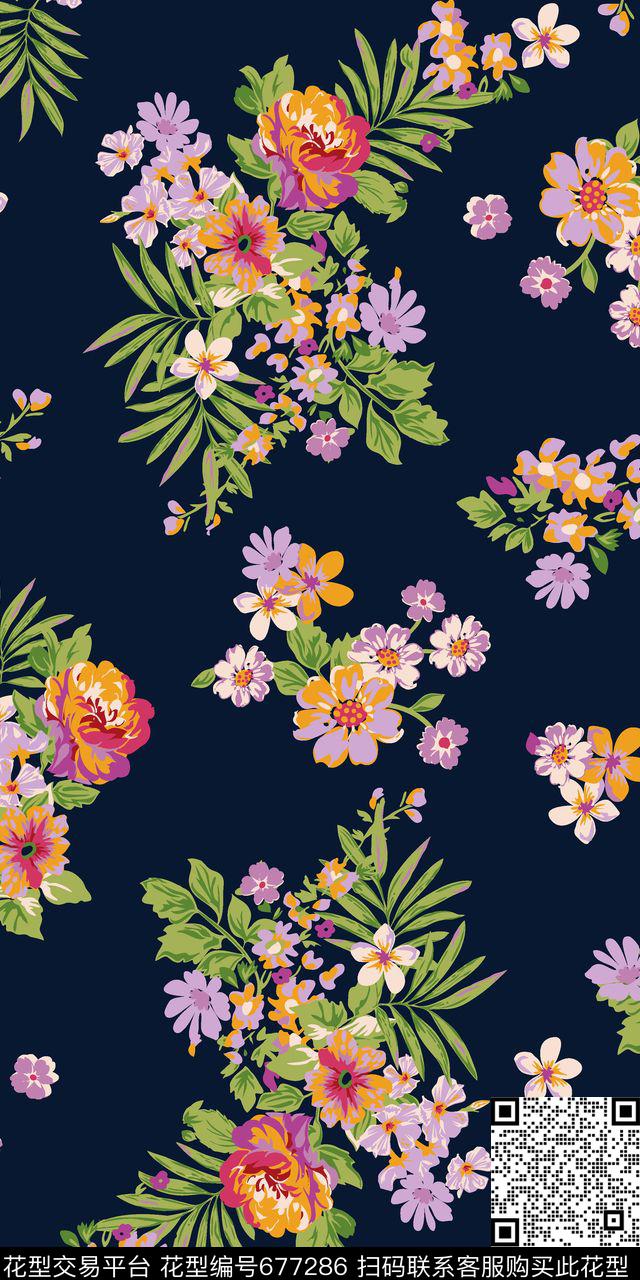 简单时尚大花传统印花华亿平台下载（图片编号: 677286） - 瓦栏（Walan）