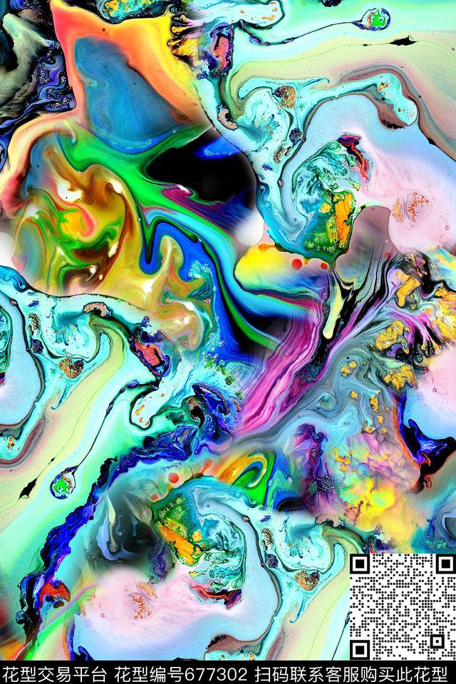 抽象几何拼接数码印花华亿平台下载（图片编号: 677302） - 瓦栏（Walan）