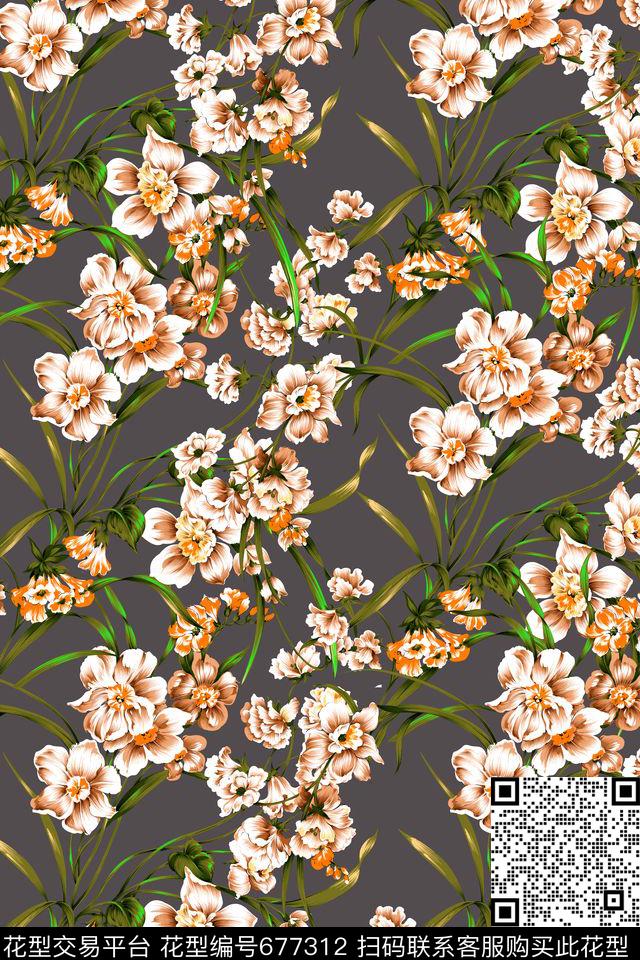 花朵花卉数码印花华亿平台下载（图片编号: 677312） - 瓦栏（Walan）
