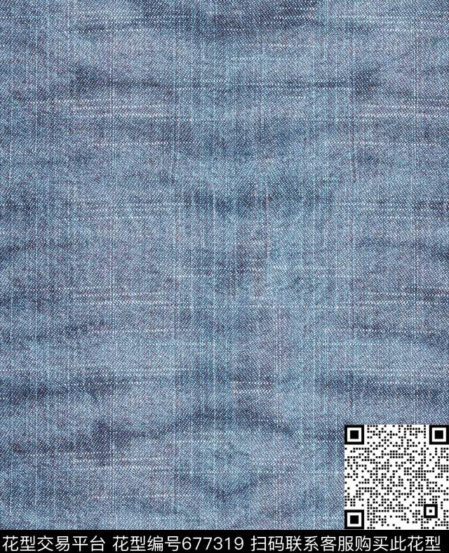 扎染效果做旧水洗牛仔布数码印花华亿平台下载（图片编号: 677319） - 瓦栏（Walan）