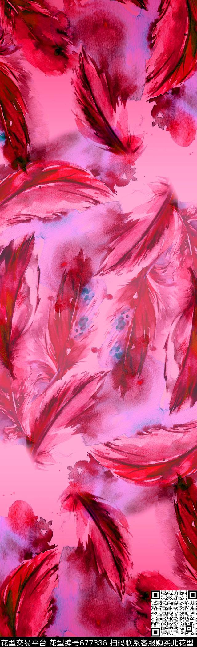 休闲围巾羽毛数码印花华亿平台下载（图片编号: 677336） - 瓦栏（Walan）