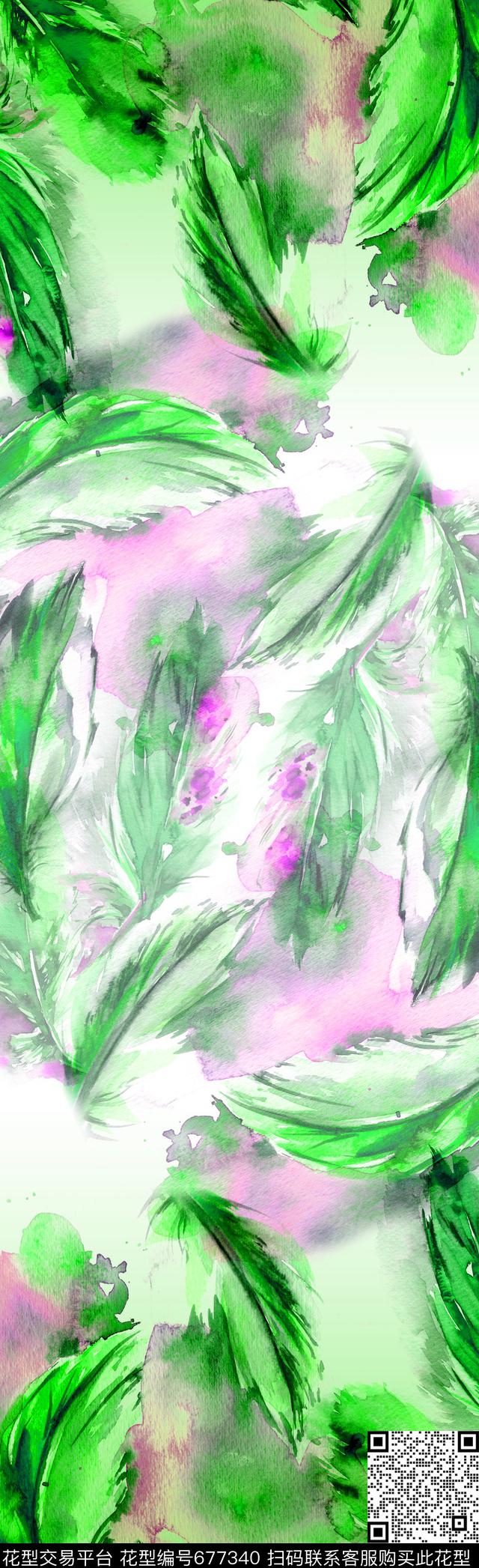 休闲围巾羽毛数码印花华亿平台下载（图片编号: 677340） - 瓦栏（Walan）