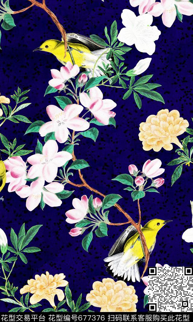 复古欧式建筑、油画肌理、花鸟、水彩花卉、抽象国画、水墨画、中国风花卉数码印花华亿平台下载（图片编号: 677376） - 瓦栏（Walan）