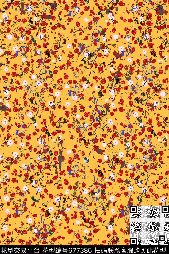 小碎花花朵花卉传统印花华亿平台下载（图片编号: 677385） - 瓦栏（Walan）