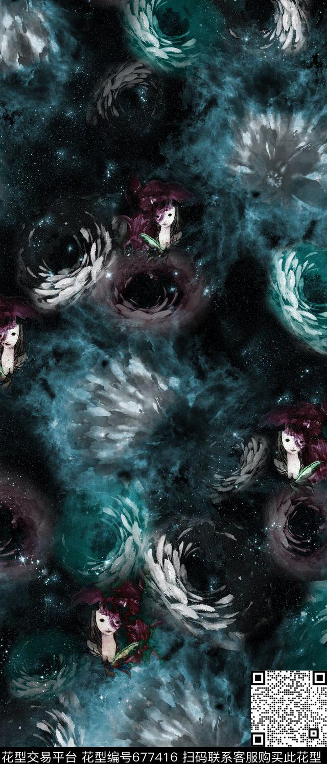 欧式风格花卉花朵数码印花华亿平台下载（图片编号: 677416） - 瓦栏（Walan）