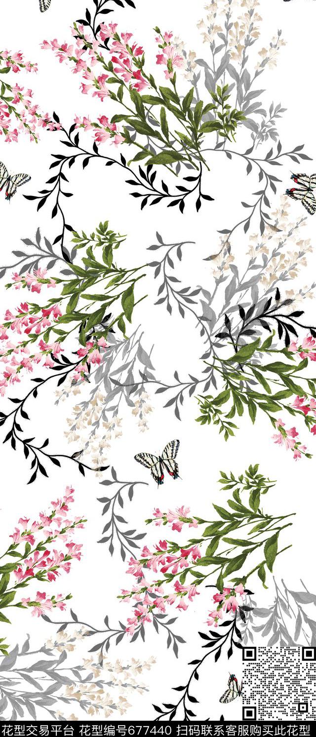 小花花卉花朵数码印花华亿平台下载（图片编号: 677440） - 瓦栏（Walan）