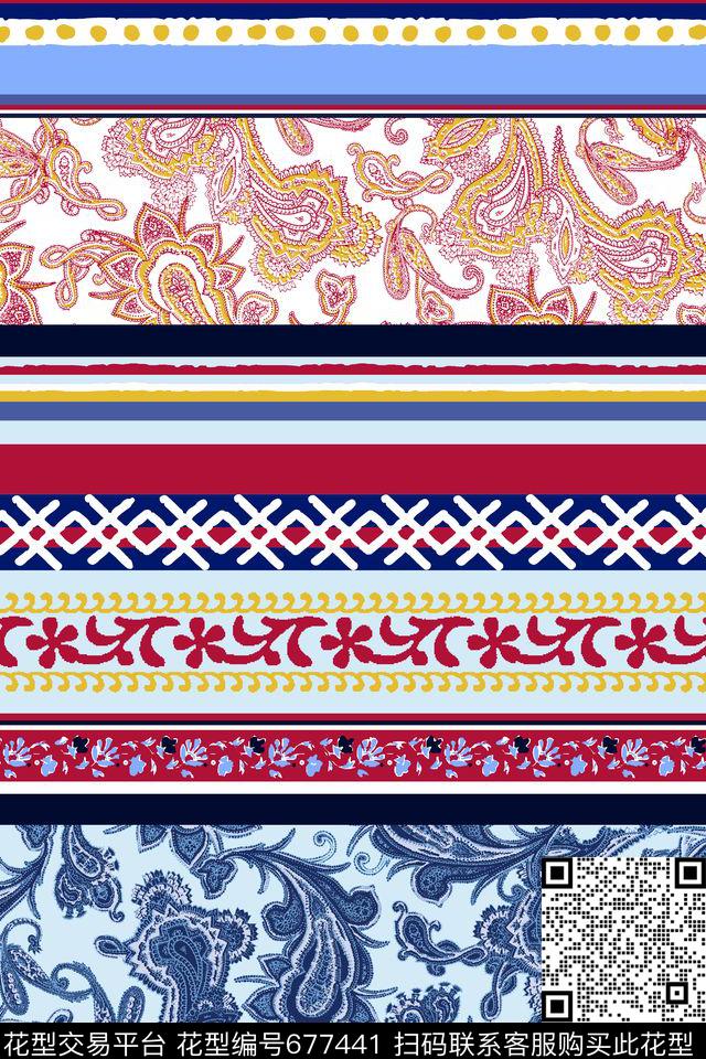 几何火腿花佩斯利传统印花华亿平台下载（图片编号: 677441） - 瓦栏（Walan）