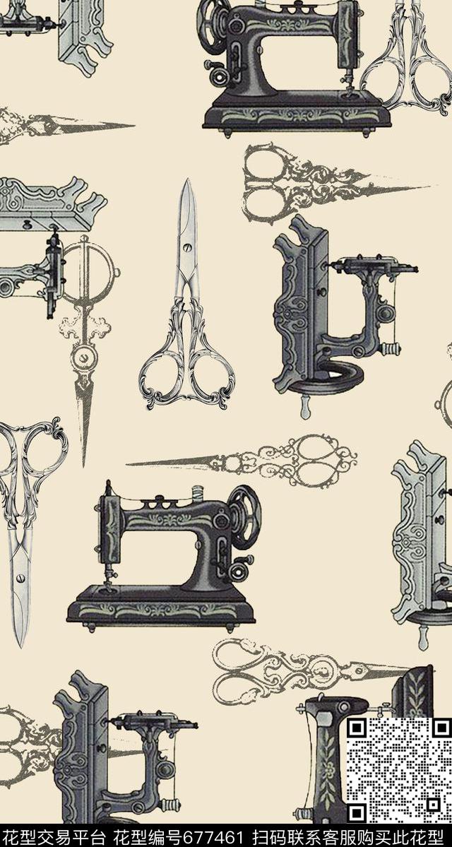 简单清晰缝纫机数码印花华亿平台下载（图片编号: 677461） - 瓦栏（Walan）