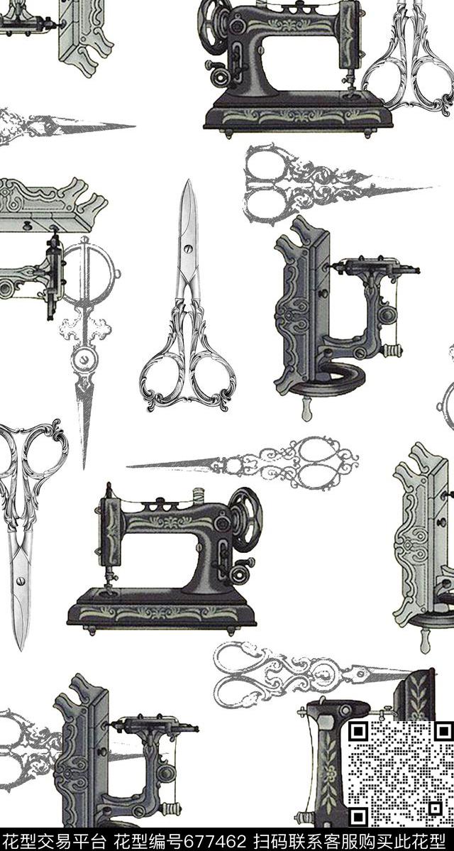 简单清晰缝纫机数码印花华亿平台下载（图片编号: 677462） - 瓦栏（Walan）