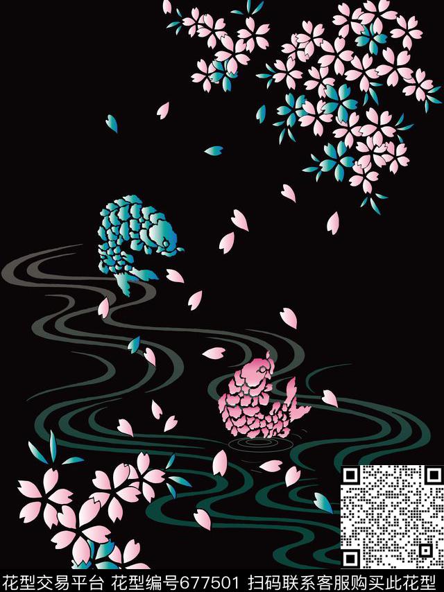 鱼花卉趣味数码印花华亿平台下载（图片编号: 677501） - 瓦栏（Walan）