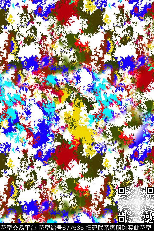 手绘、水彩、抽象纹理、女装数码印花华亿平台下载（图片编号: 677535） - 瓦栏（Walan）