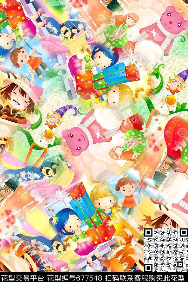 动漫儿童画小熊数码印花华亿平台下载（图片编号: 677548） - 瓦栏（Walan）