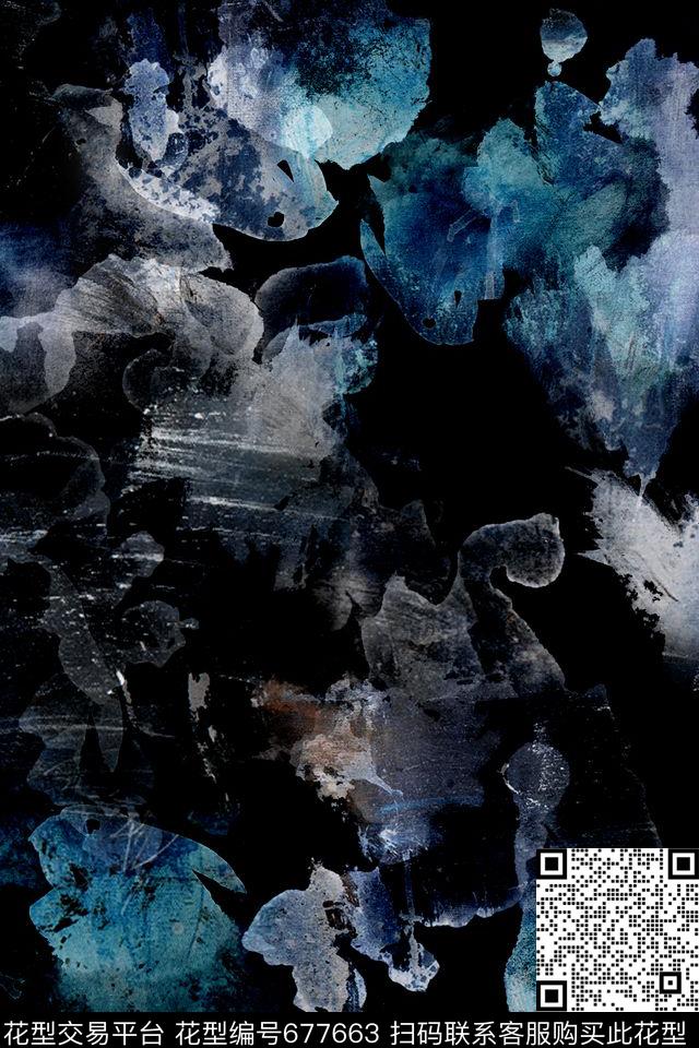 笔刷笔触肌理数码印花华亿平台下载（图片编号: 677663） - 瓦栏（Walan）