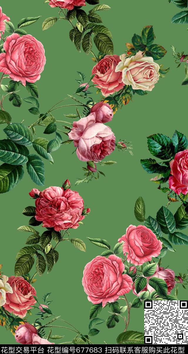 花朵花卉数码印花华亿平台下载（图片编号: 677683） - 瓦栏（Walan）