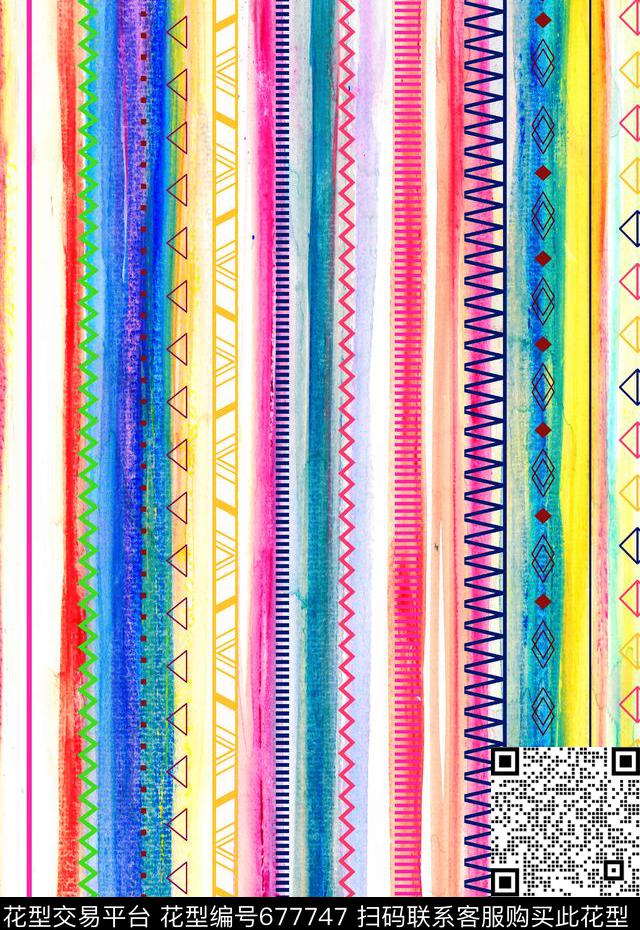 条纹几何竖条条子数码印花华亿平台下载（图片编号: 677747） - 瓦栏（Walan）