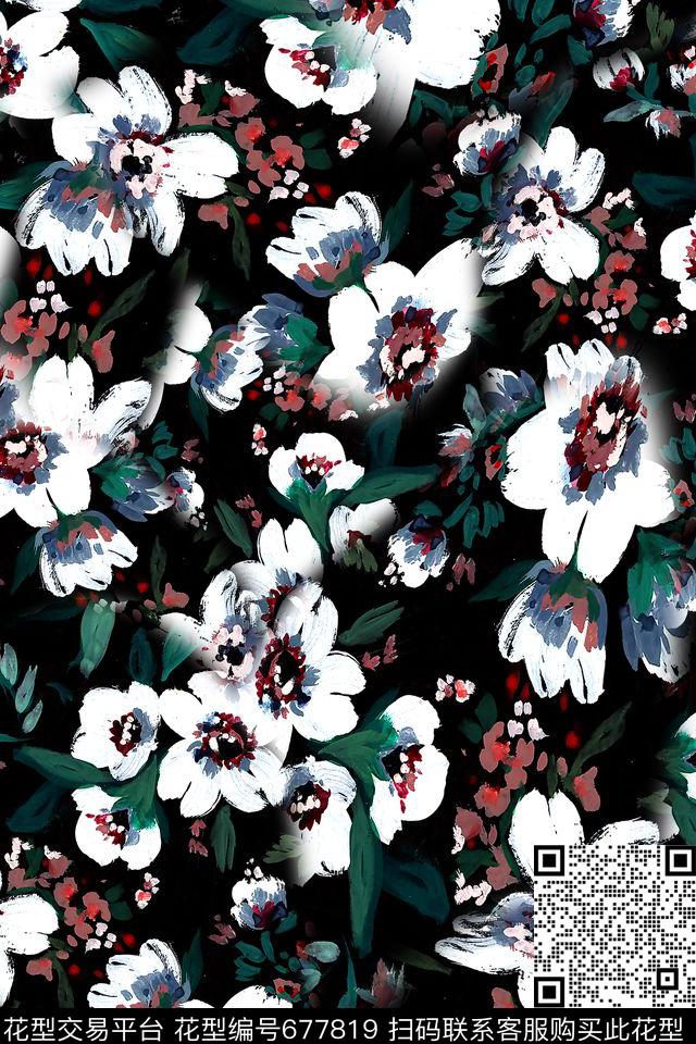 花卉小碎花女装数码印花华亿平台下载（图片编号: 677819） - 瓦栏（Walan）